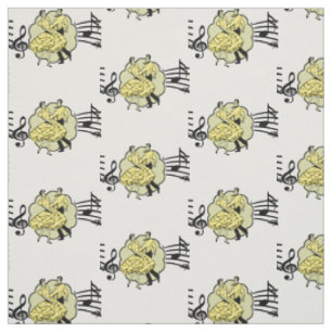 Tissu Danse carré Couple Jaune Chèque Musique
