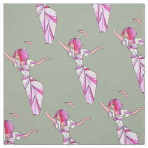 Tissu Danseur rose funky fille avec cheveux roses