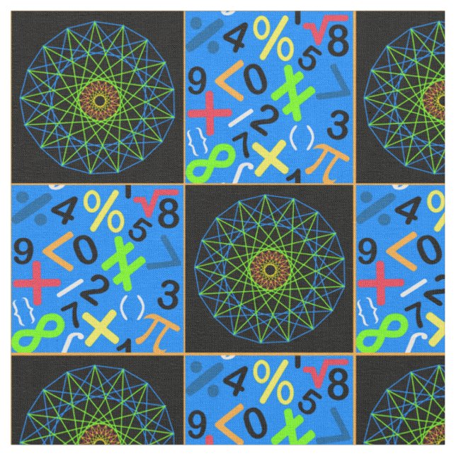 Tissu d'art et de maths, bleu (Fermer)