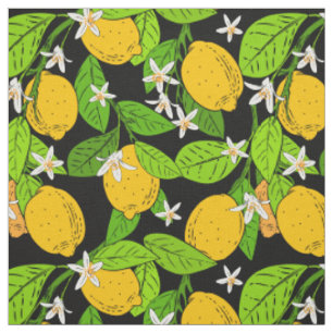 Tissu De beaux citrons et des fleurs d'une couleur inten