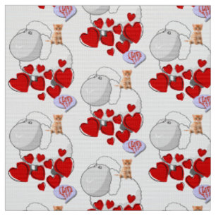 Tissu de chaton des Coeurs rouges des moutons