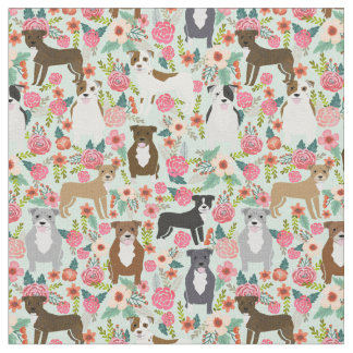 Tissu de chien floral de Pitbull - tissu de taurea