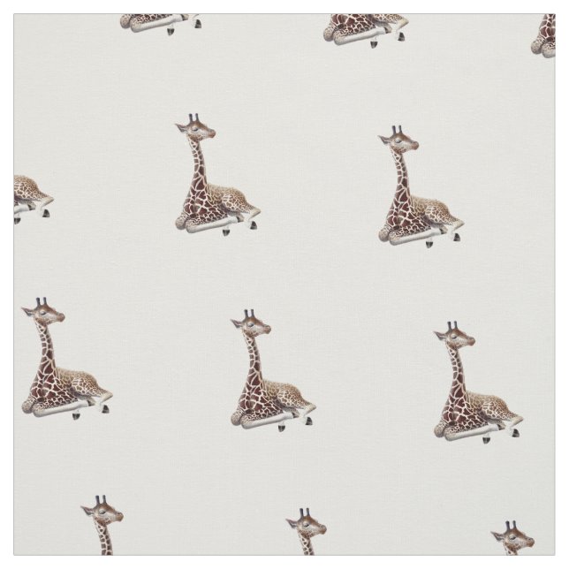 Tissu de coton africain de faune de girafe (Échantillon)