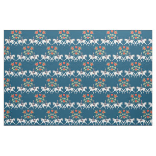 Tissu de coton de coeurs et de chevaux de dressage