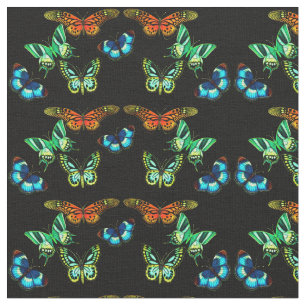 Tissu de coton exotique coloré de papillons