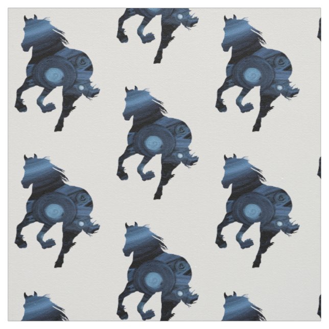 Tissu de coton personnalisé Blue Horse (largeur 58 (Échantillon)