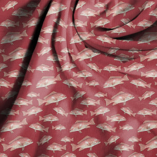 Tissu de couture rouge motif poisson vivaneau roug