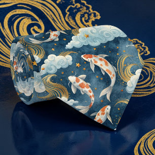 Tissu de cravate à motif de carpe koï personnalisé