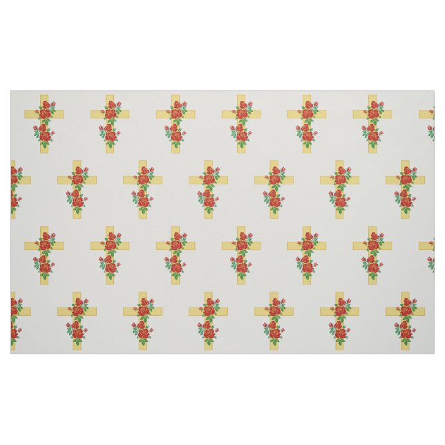 tissu de croix chrétienne avec fleurs (Fat Quarter)