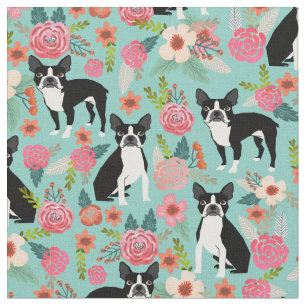 Tissu de fleurs de Boston Terrier - jolie structur