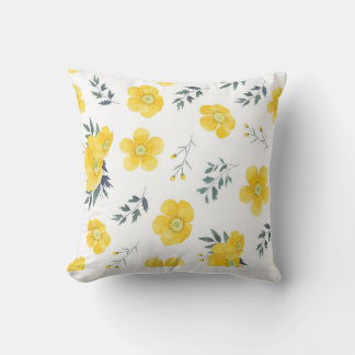 tissu de fleurs jaunes design coussin