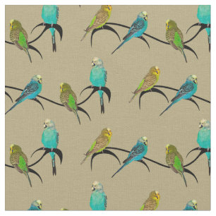 Tissu de frénésie de perruche (or)