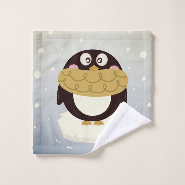 Tissu de lavage avec le noir de pingouin (Gant de toilette)