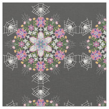Tissu de mandala des araignées florifères