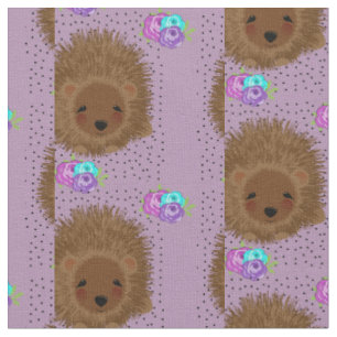 Tissu De mignons Hérisson et des poches de fleurs jolim