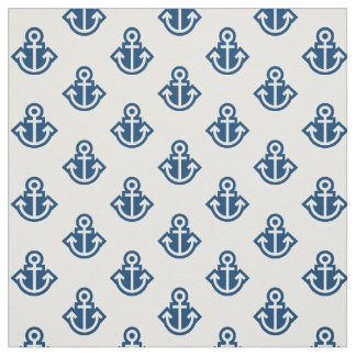 Tissu de motif d'Ancre dans blanc et bleu