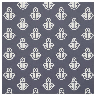 Tissu de motif d'Ancre dans la marine et le blanc