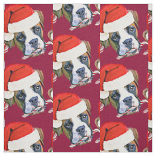 Tissu de motif de chien de boxeur de Noël