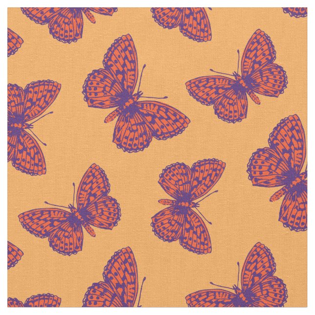 Tissu de papillon orange violet (Fermer)