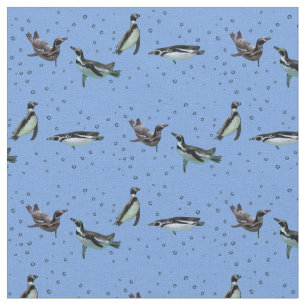 Tissu de pingouins mousseux (bleu clair)