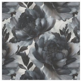 Tissu de pivoines sombres de luxe