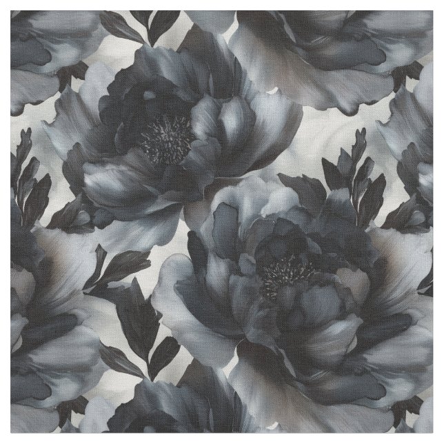 Tissu de pivoines sombres de luxe (Fermer)