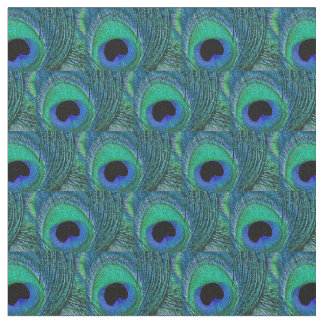 Tissu de plume de paon - vert, Teal, bleu, noir