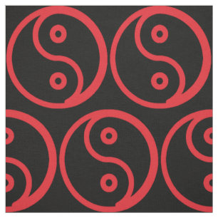 Tissu de Yin Yang - noir, rouge