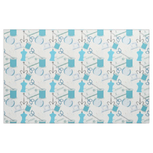 Tissu Décor De Couture Bleue Et De Découpage