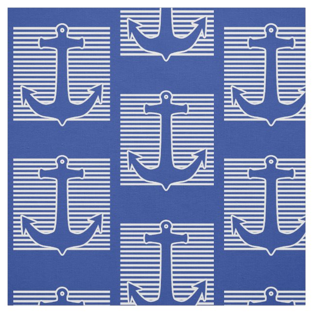 Tissu Découpe bleue/blanche d'Ancre + vos idées (Échantillon)