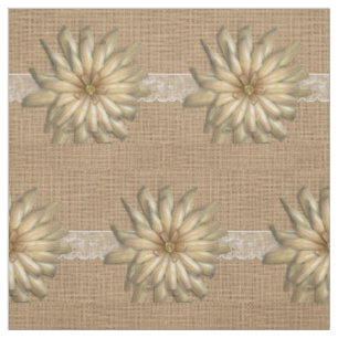 Tissu Dentelle de toile de jute et copie de fleur de Tan