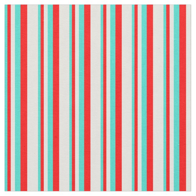 Tissu Des bandes de couleur cyan turquoise, rouge et cla (Fermer)