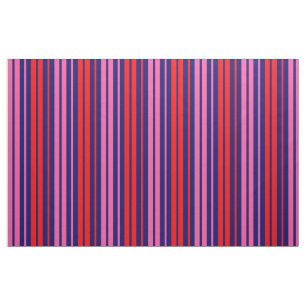 Tissu Design à rayures verticales bleu marine rouge rose
