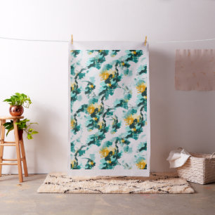 Tissu Design Abstrait moderne Turquoise et Jaune peint