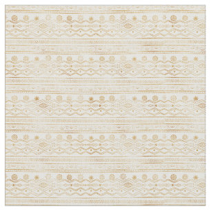 Tissu Design de gribouillages tribus or et blanc