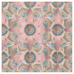 Tissu Design tendance métal or et rose Mandala