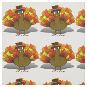 Tissu Dessin animé de Thanksgiving Dinde Pèlerin
