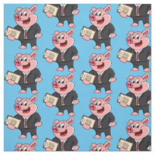 Tissu Dessin animé d'un cochon drôle en costume de ville