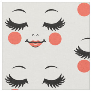 Tissu dessin animé mignon poupée visage illustrations
