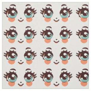 Tissu dessin animé mignon poupée visage illustrations