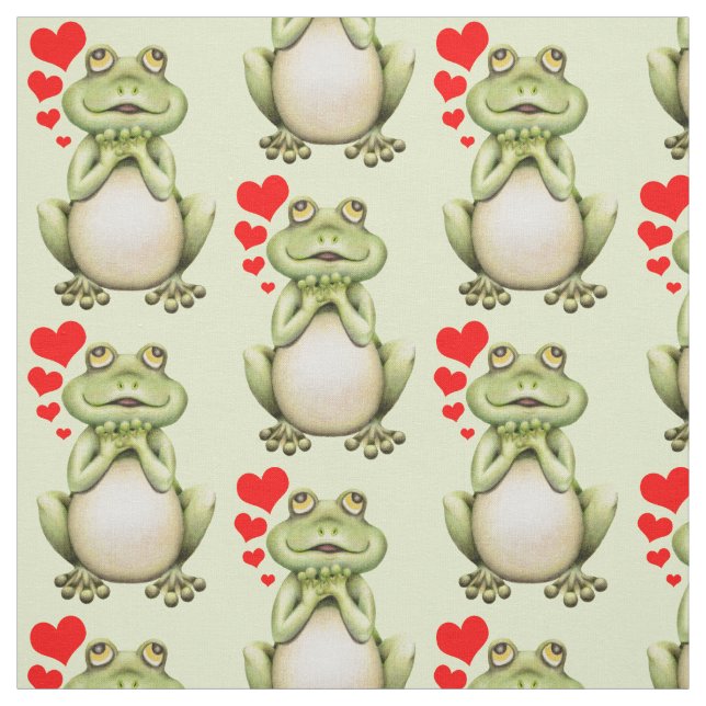 Tissu Dessin d'amour de grenouille (Échantillon)