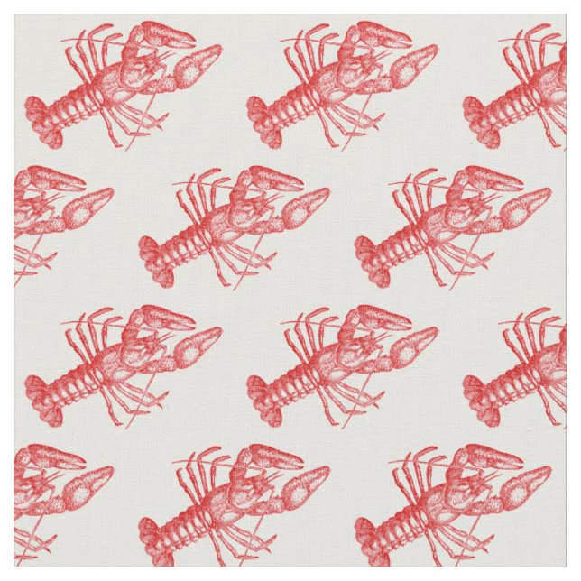 Tissu Dessin de homard rouge vintage no 1 (Fermer)