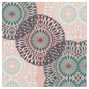 Tissu Dessin de Mandala Turquoise Bohémien rose violet
