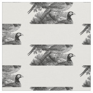 Tissu Dessin en noir et blanc d'un faisan de chasse vint