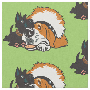 Tissu dessin Saint Bernard et Scottish Terrier dogs Fa