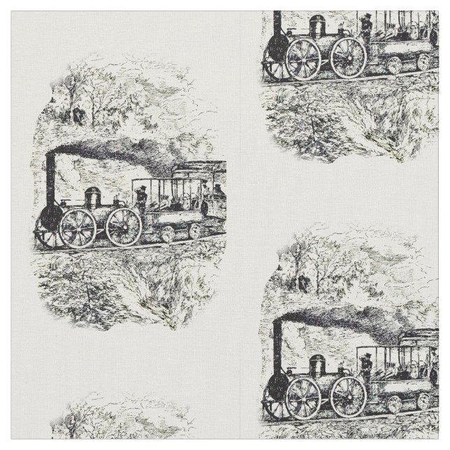 Tissu Dessin vintage de la ligne de train du moteur à va (Fermer)