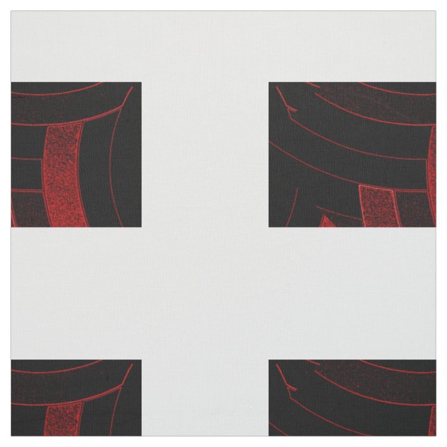 Tissu diamants contemporains chics noirs/rouges chevrons (Échantillon)