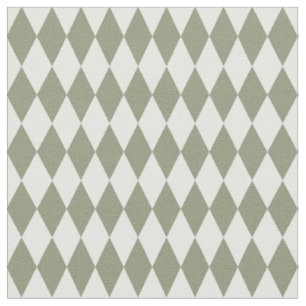 Tissu Diamants Harlequin Blanc et Vert Olive