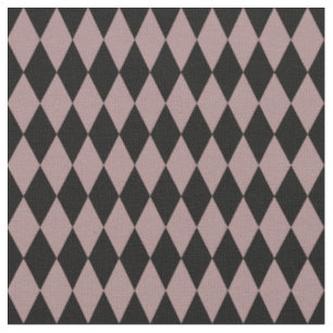 Tissu Diamants Harlequin Noir et Rose Brunâtre Foncé