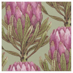 Tissu d'illustration d'usine de fleur de Protea